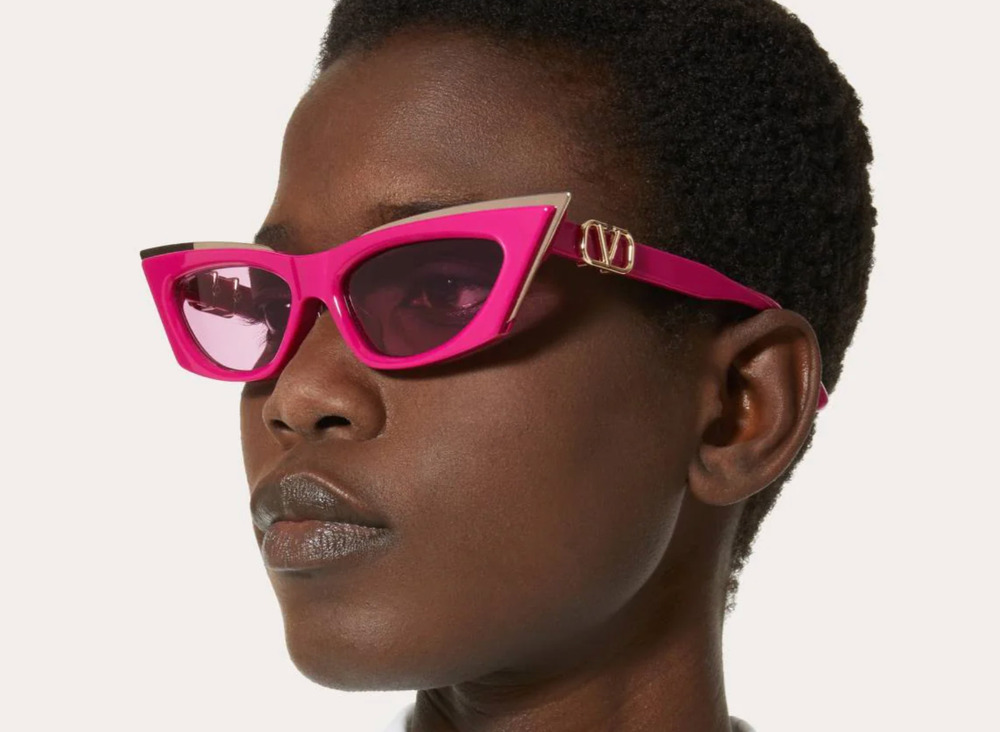 NEW Valentino V-Goldcut VLS113-C Pink Cat Eye Sunglasses